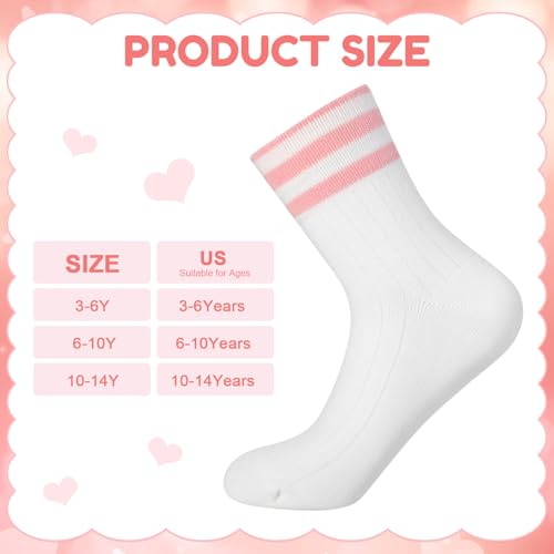 Girls Athletic Crew Socks - Pink White Yellow, Ages 10-14