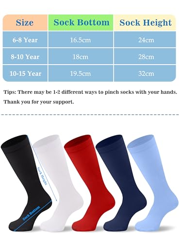 Duufin Youth Knee High Baseball Soccer Football Socks 6-8 Years Light Blue