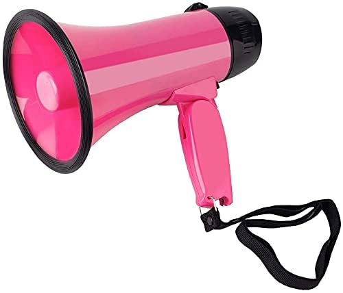 Pink MyMealivos 20W Megaphone Bullhorn with Recording & Siren, 300ft Range, Portable Indoor & Outdoor Use