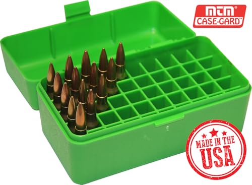 50 Round Rifle Ammo Box - Flip-Top Storage Case - Green