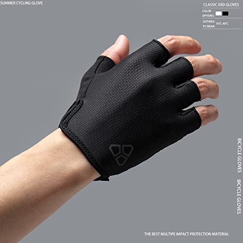 DUEECO Mountain Bike Cycling Gloves Men Women Breathable Shock-Absorbing XRD Pad Black Medium