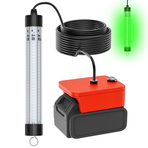 Underwater Fishing Light 60W 6000 Lumens for Milwaukee 18V - Model 48-11-1880, Waterproof Green Light