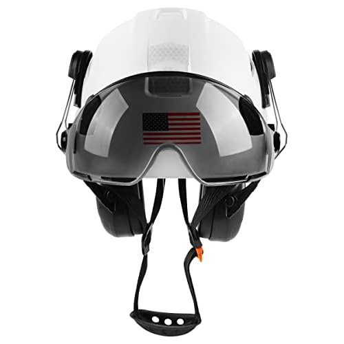 Safety Helmet Hard Hat with Visor and Ear Protection Adjustable Lightweight Vented ABS Work Helmet for Men and Women 6-Point Suspension ANSI Z89.1 Approved Ideal for Industrial & Construction