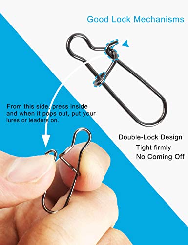 Facikono 100pcs Double-Lock Fishing Snaps Assortment - Saltwater & Freshwater Tackle