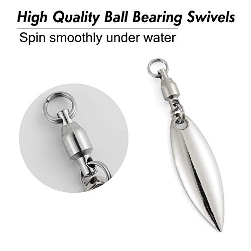 Silver #3.5 Willow Spinner Blades - 10 Pack with Ball Bearing Swivels