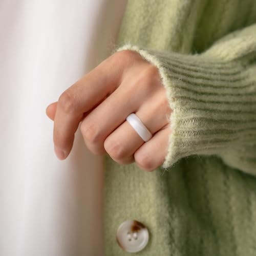 Silicone Wedding Ring for Women - Rubber Engagement Band - Metallic Pearl, Size 6-6.5