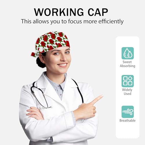 Adjustable Working Cap with Sweatband - Red Rose - 2 Pcs