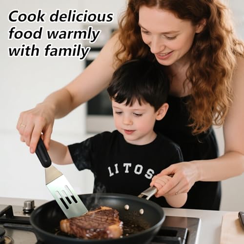 Mini Stainless Steel Spatula Set - 2 Pack for Cooking & Baking