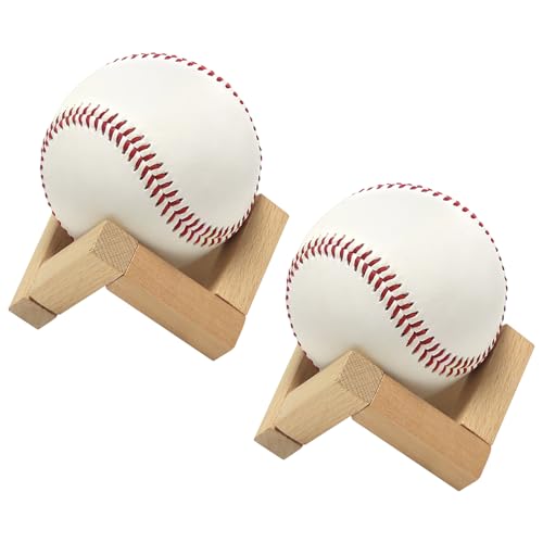 Wooden Baseball Display Stand - 2 Pcs Beechwood Holder