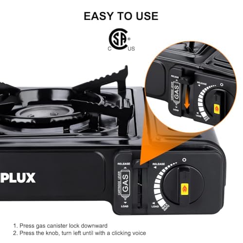 Camplux Dual Fuel 1 Burner Portable Stove with Carrying Case – Propane & Butane, CSA Certified