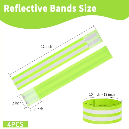 4-Pack High Visibility Reflective Safety Bands for Cycling and Running