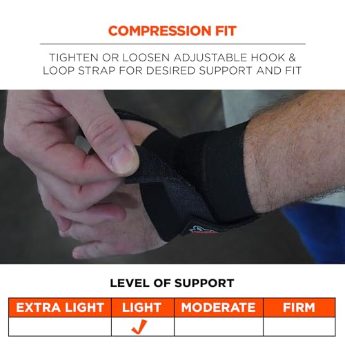 Adjustable Wrist Support Wrap with Thumb Loop - Black, Large/X-Large