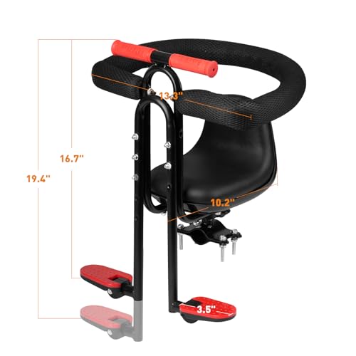 Kid's Front Mounted Bike Seat for Children 2-4 Years - Black
