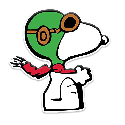 Red Baron Cartoon Dog Flying Sticker - 5.5" Weatherproof