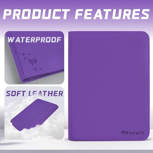 Fonwill 9 Pocket Card Binder with 360 Slots Purple - Trading Card Holder & Organizer