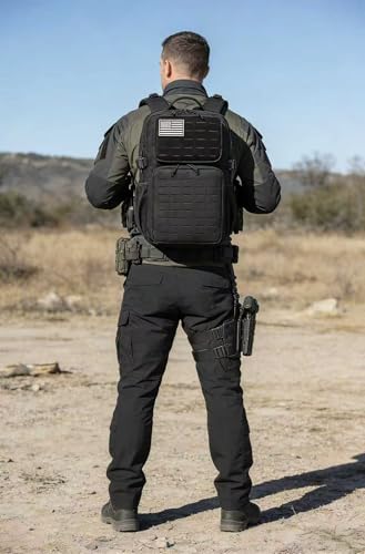 Wotony Black 25L Tactical Military Backpack Waterproof Assault Pack with MOLLE Webbing