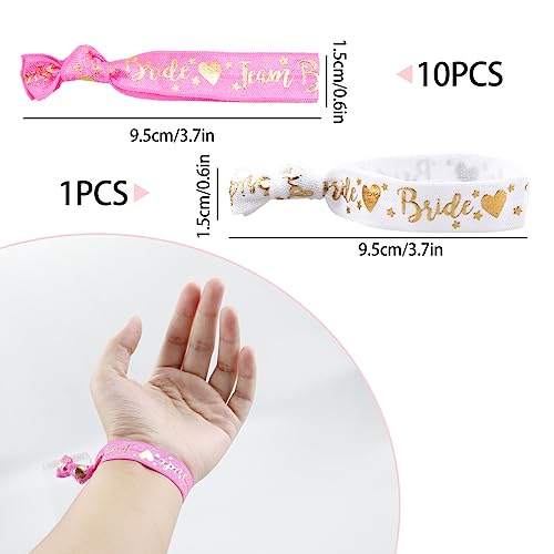 Hen Party Wristbands Set - 1 White Bride & 10 Pink Team Bride