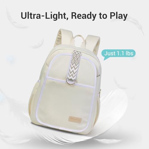 VELADAY Beige Quilted Tennis Bag for Women - Ultra-Light Racket Backpack