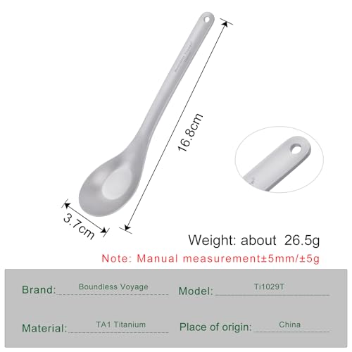 iBasingo Titanium Camping Spoon 2-Pack - Lightweight, Deep-Bowl, Portable for Hiking & Backpacking, Model Ti1029T