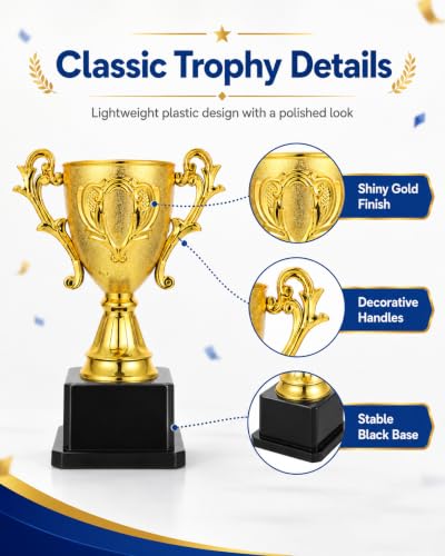 Gold Trophy Cup for Kids - 18cm Plastic Award for Parties