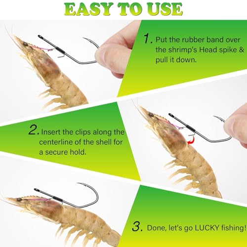 LUCKYFISHING 20pcs Live Shrimp Hooks Saltwater & Freshwater V-Shape Fishing Hooks 2/0