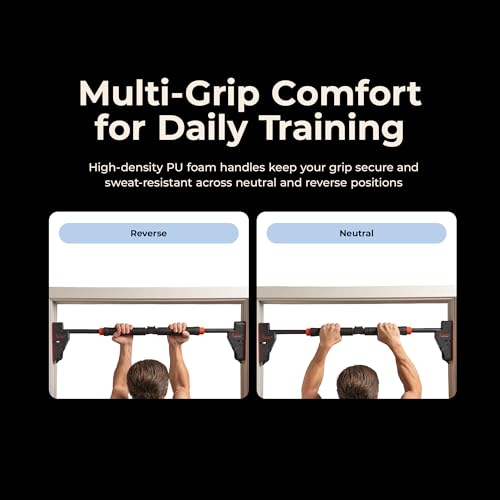 Adjustable Doorway Pull Up Bar - Dark Grey, Foam Grips