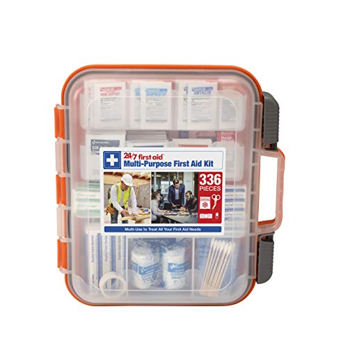 24/7 First Aid OSHA Compliant 336-Piece Emergency First Aid Kit, 100-Person, Plastic Case, 1 Pack