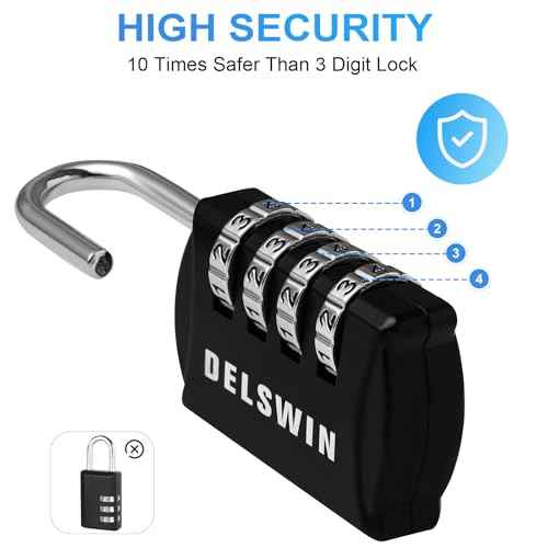 DELSWIN Combination-Padlock 4-Digit-Gym-Locker-Lock - 12 PCS Resettable Combo Lock for Toolbox School Employee Locker Weatherproof Travel Locks for Luggage Backpack Gate Shed