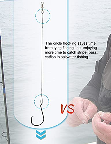 1/0 Circle Hooks Rigs - 25pcs Heavy Duty Saltwater Fishing Tackle