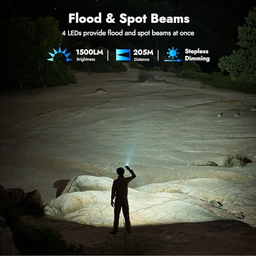 WUBEN X4 EDC Compact Flashlight with RGB Light — White Edition, 1500 Lumens