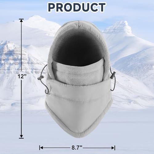 Windproof Balaclava Ski Mask - Adjustable Cold Weather Face Cover - Grey