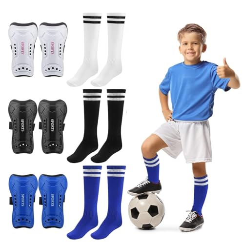 YtotY M Soccer Shin Guards & Long Socks Set for Kids 3'11-5'4 Tall, Impact-Resistant Youth Football Protective Gear