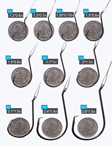 Beoccudo 8/0 Heavy Duty Saltwater Circle Hooks with Steel Leader Wire - 25pcs