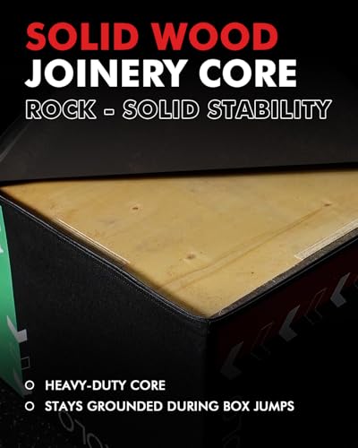 3-in-1 Foam Plyometric Jump Box - Soft with Wood Core, 16" x 14" x 12"