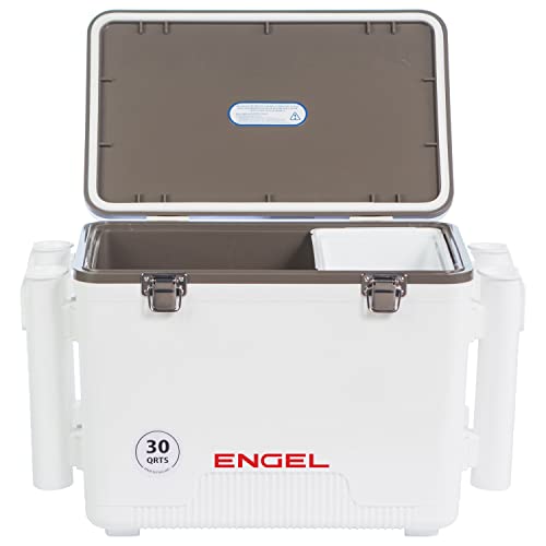 Engel UC30 Leak-Proof Drybox Cooler with Rod Holders - White