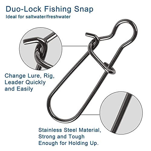 Duo Lock Fishing Snap Kit - 100pcs Stainless Steel High Strength Snaps & Clips