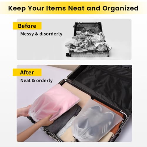 Large Transparent Shoe Bags for Travel - 12 Pcs, Drawstring