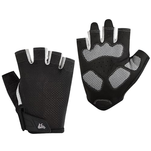 Fingerless Cycling Gloves - Black with Mesh, M Size