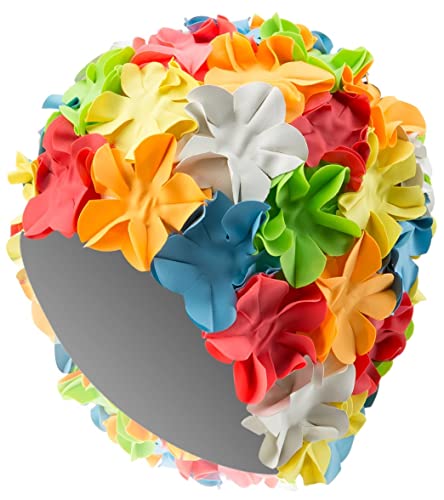 Sporti Women's Multi Floral Swim Cap - Hair Protection & Elegant Design