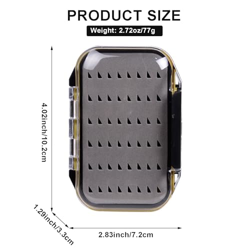 Waterproof Fly Box for Fly Fishing - Size A 4.24x3.04x1.36in