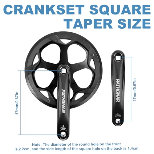 PATHGNAR 52T Crankset 170mm with Square Mot with Plastic Chain Cover, E-Bike Compatible