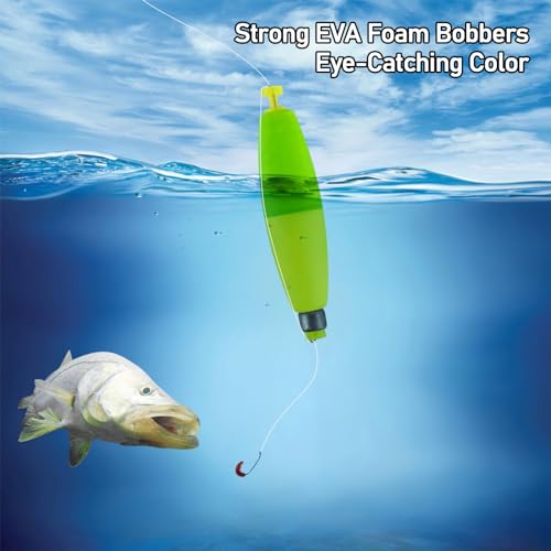 Weighted Fishing Floats - EVA Foam Snap-On Design, Red - 5 Pack, 1.4"