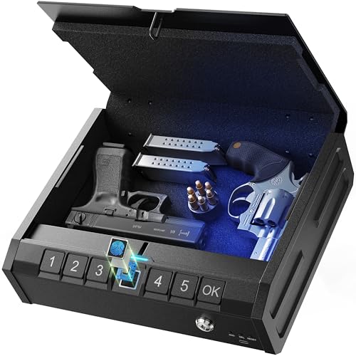 Biometric Fingerprint Gun Safe with Keypad Lock for Handguns