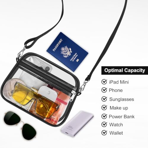 Clear Stadium Bag - Waterproof PVC Handbag - Black Small