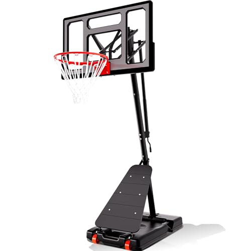 Portable Basketball Hoop with 40-Inch Impact Backboard - Adjustable Height 5.5-10FT - Black