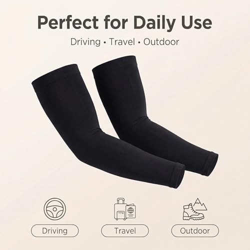 Cooling UV Protection Arm Sleeves - 2 Pairs Tattoo Cover Up - Black