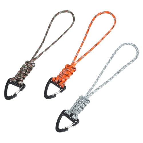 3PCS Camouflage Paracord Keychains with Carabiner Clip
