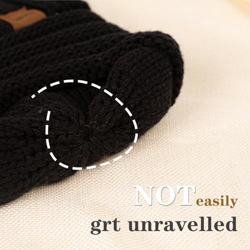 Women's Winter Beanie Hat Slouchy Cable Knit Thick Cold Weather 1 Pack - Black