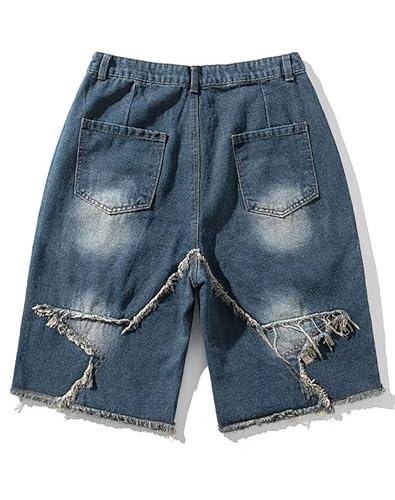 High Waist Women's Y2K Denim Shorts - Multi-Pocket, X-Large Blue