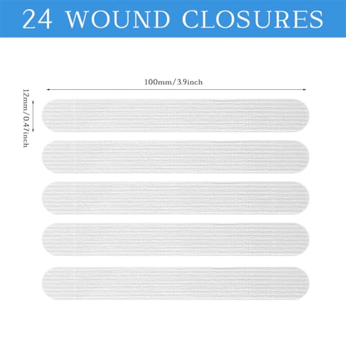 Emergency Wound Closure Tape - 24pcs Adhesive Strips 12x100mm